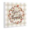 Give Thanks Neutral Plaid Autumn Leaves Wreath Wall Plaque Art